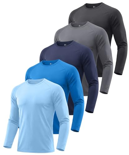 ZITY Rashguard - Pack de 5 camisetas de manga larga para hombre, protección UPF 50+, secado rápido, para surf, natación, correr