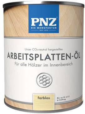 PNZ Arbeitsplatten-Öl für Innen | Nachhaltig hergestellt mit regionalen Rohstoffen | Made in Germany | für Küchenholz, Arbeitsplatten, Schneidebretter, Gebinde:0.75L, Farbe:farblos