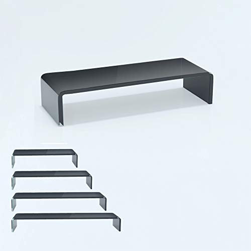 bijon TV Aufsatz Glas Bildschirm-Erhöhung | PC Monitor-Erhöhung, Schreibtisch-Aufsatz für Laptop Erhöhung, Monitor-Erhöhung | (B/T/H) 800x300x130mm - schwarz