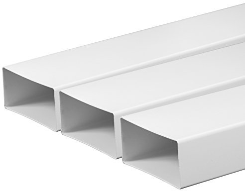 Tubo de ventilación, 75 x 150 mm, longitud de 1 m, de plástico, canal plano, conducto de extracción, campana extractora, sistema de canal plano, 100 cm de largo, sistema de tubo redondo