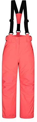 Mountain Warehouse Pantalon de Ski Enfants Falcon Extreme - Coutures soudées, Imperméable, Guêtres Pare-Neige, Poches sécurisées - pour Le Ski et Les Vacances, Hiver Rose 9-10 Ans