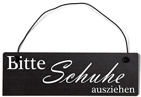 Homeyourself Bitte Schuhe ausziehen Dekoschild Türschild schwarz mit Draht