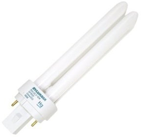 SYLVANIA #21112 CF18DD/830 18 watt Double-Tube Compact Fluorescent Lamp, Offset 2-Pin (G24d-2) Base, 3000K, 1150 lumens, 10,000hr Life