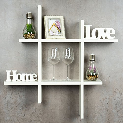 levandeo Hashtag Regal 75x75cm Wandregal Holz Weiß Bücherregal Hängeregal Ablage Steckregal