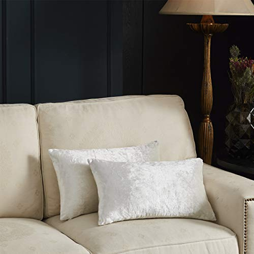 GIGIZAZA 2er Set Samt Kissenbezug Weiß Dekokissen Lendenkissen Dekorative Kissenhülle Weich Sofakissen Zierkissen deko für Sofa Wohnzimmer Schlafzimmer 30x50 cm
