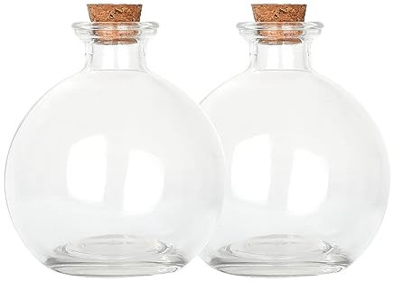 Magic Season Decorative Glass Bottles with Cork Stoppers - 260 ml Potion Bottles (2 Pcs)