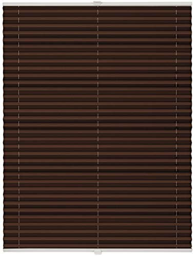 ondeco Plissee Klemmfix auf Maß für alle Fenster innen, ohne Bohren, Montage Klemmträger Sonnenschutz Sichtschutz Rollo Blickdicht Dunkelbraun B: 91-100 cm, H: 40-100 cm