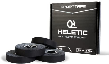 HELETIC Fingertape 4er Set Sporttape 1,5cm x 10m Athlete Edition - Tape mit extra starker Klebkraft, leicht abreißbar & wasserabweisend (schwarz)