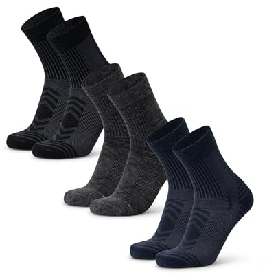 DANISH ENDURANCE Leichte Merinowolle Wandersocken, Atmungsaktiv, 3 & 5 Paar | Leichte Merino Funktionssocken, Arbeitssocken, Atmungsaktiv & Gepolstert, für Sommerwanderungen & Outdoor-Aktivitäten, Unisex