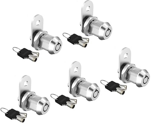 Cam Lock RV Aufbewahrungsschlösser, gleichschließend Schrankschlösser für Aufbewahrungstür an Werkzeugkasten Wohnmobil, Sicherheitsakten und Schublade, Zinklegierung (5 Pack 5/8 Inch)
