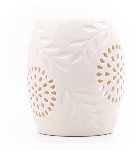 Candle-Brothers Teelicht Duftlampe | Duftlampe Lucent | Aromalampe für Duftwachs | Raumduft mit Teelicht | Duftlampe Keramik Weiß | Lampe für Büro, Schlafzimmer, Yoga