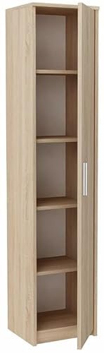 MATKAM Schmaler Schrank Schlafzimmer - Mehrzweckschrank B40 H182 T35cm - Regal Schmal mit Türen - Kleiderschrank mit 4 Bretter - Allzweckschrank für Schlafzimmer, Wohnzimmer, Büro - Sonoma Eiche