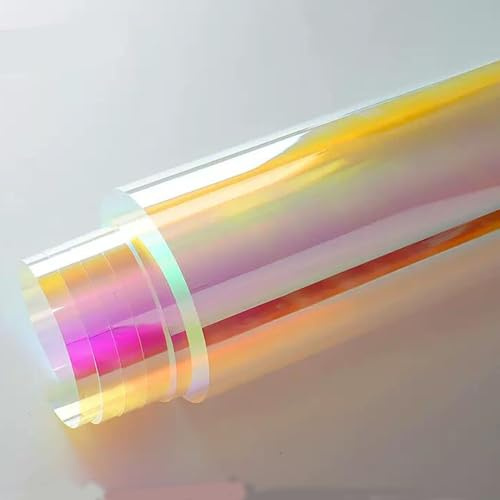 Fensterfolie, Chamäleon, holografisch, dekorativ, Regenbogenfarben, Einwegspiegel, Tagessichtschutz, Fenster-Tönungsfolie, 74 x 20 cm, Rot