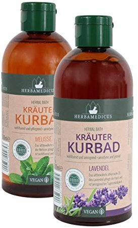 Kräuterbäder Melisse Eukalyptus Lavendel 2er Sets auswählbar Badezusatz INKLUSIVE 1x BADESCHWAMM Schaumbad Kurbad mit ätherischen Ölen Herbal Bath Herbamedicus (Melisse + Lavendel + Badeschwamm)