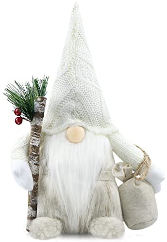 Gehydy Weihnachtswichtel Wichtel Weihnachten Dekoration Weihnachtsdeko Wichtel Figuren Christmas Decorations Zubehör für Home Küche 31cm (weiß)