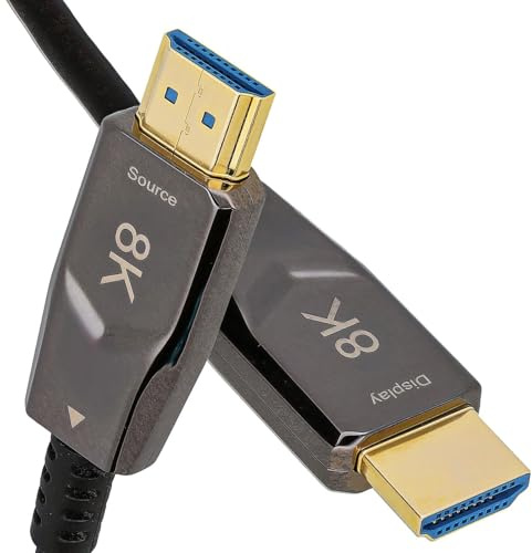 kenable 8K HDMI 2.1 Active Optical Cable 48Gbps 8K@60Hz 4K@120Hz HDR VRR ALLM Gaming ARC Slim Fibre AOC 50m Black