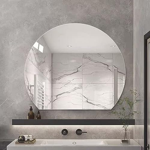 Specchio Da Bagno Semicircolare Specchio Da Parete Senza Cornice, Specchio Da Trucco A Forma, Specchio Decorativo, Sicurezza Antideflagrante, Vetro Tagliato Giù/sinistra/destra ( Color : Bottom notch