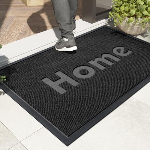 COLOR&GEOMETRY HOME Door Mats Outdoor Heavy Duty, Dirt Trapper Outside Door Mats Non Slip, Waterproof, Rubber Backed Outdoor Doormat for Front Door, Entryway, Patio (Black, 60x120cm)