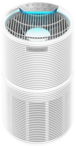 Russell Hobbs Air Purifier for Bedroom Home 280m ³/h CADR, 99.95% Carbon Filter Captures Bacteria, Allergies Odour, Dust, LED Touch Control Display, Clean Air Style White RHAP2831W