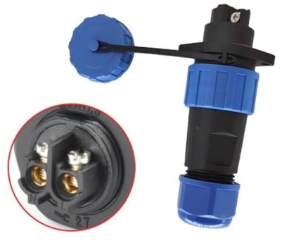 MiJunHD Kein Löten | Schrauben Crimpen LD20 Flansch Luftfahrt Stecker Buchse, 2Pin 25A 250V Steckverbinder Drahtverbinder IP68 Wasserdichtes Abzweigdose für Kabel Durchm Ø6mm-12mm (1 Stück)