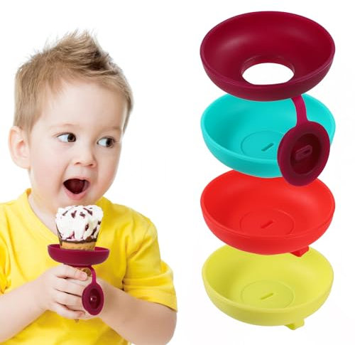 4pcs Popsicle Holders for Kids, Reusable Drip Free Silicone Ice Cream Holders Mess-Free Ice Pop Holder for Toddlers Boys Girls Summer Pool Parties