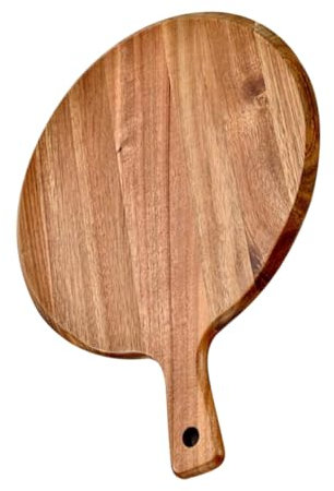 Ciieeo Personalised Wooden Pizza Board Handle Round Cheese Serving Tray Charcuterie Board