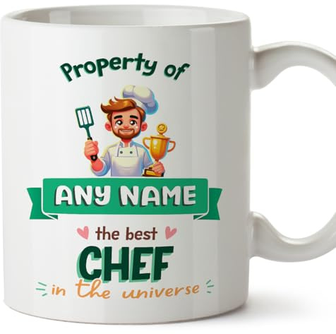 MUGFFINS Personalised Mug for Chef man - in English - Property of - Funny Custom Gift for Colleagues - Ceramic 11oz Mug
