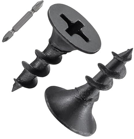 Wavanta 3.9 x 16mm Drywall Screws Coarse Thread Black Phosphate Bugle Head Phillips Drive with Bit, Black Wood Screws for Drywall Sheetrock, Wood and Furniture, Pack of 200