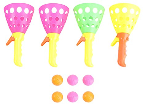 KOMBIUDA 10pcs Launch and Catch Balls Toss Game Plastic for Kids | Waterproof Play Set for Beach and Pool, Random Handle Colours, Children Outdoor Garden Fun Random Color