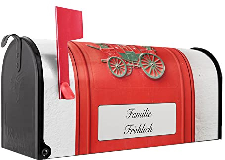 banjado® Amerikanischer Briefkasten - US Mailbox/Letterbox mit Motiv Postkasten Nostalgie 51x22x17cm - Postkasten Stahl aus Amerika – Briefkasten amerikanisch schwarz pulverbeschichtet
