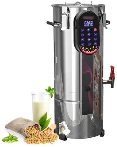 Electric Nut Milk Machine - Commercial Soy Milk Maker, Automatic Grinding for Dry/Wet Beans, Auto Clean, 24H Keep Warm, Built-in Stainless Steel Filter for Restaurant