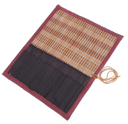 WEKAMOS Rollbarer Bambus Pinselhalter Canvas Schutz Leinwand Aufbewahrungstasche für Chinesische Kalligrafiepinsel Künstler Stiftehalter Universal Mehrzweck Kunstbedarf
