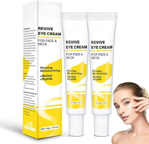 Revive Eye Cream, Eye Repair Cream, Collagen Eye Serum, Firming Moisturizing Straffende Augencreme gegen Augenringe und Schwellungen, Glatte Haut, Reduziert Taschen Unter Augen (2PC, 40G)