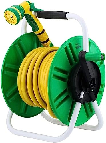 Carrello per tubi dell'acqua da giardino, avvolgitubo da 10 m/15 m e portaoggetti per avvolgitubo, carrello per autolavaggio, irrigazione da giardino, avvolgitubo (colore: verde, dimensioni: 46x30x4