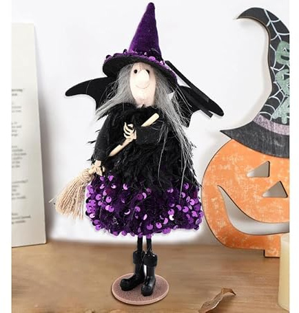 ZZ DISFRAZZES Lila Hexe mit Besen, 25 cm (Artikel ohne Größe)