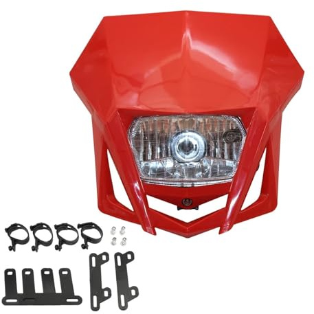 LKRGBXA Avec Spot Lumineux Moto Feux Plaque Phare Moto Accessoires Motocross Pour XR 250 Pour CRF 450 WR Pour Suzuki(Rouge)