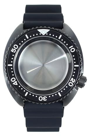 1 st Svart 45 mm klockfodral Gummirem Safirkristall for NH35 NH36 NH38 34 Movement Mod Tuna Mouth Abalone Tillbehör(Black Steel Chapter1)