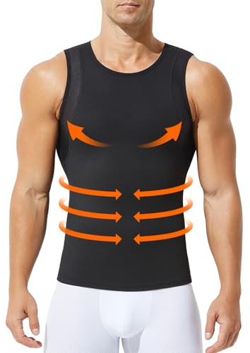 Mauro Kane Canotta Compressione Uomo Canotte Palestra Canottiere Uomo Contenitive Maglietta Dimagrante Snellente Maglia Shapewear, Nero, XXL