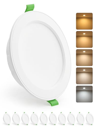 HOMEOW LED Einbaustrahler 230V 115mm – 130mm Lochmaß, 10W LED Spots | Warmgelb Warmweiß Neutralweiß Tageslichtweiß Kaltweiß, Einbauleuchten Deckenspot Einbau Ultra Flach IP44 für Bad, 10er Set