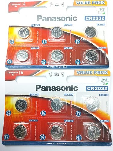 12 X Panasonic CR2032: Pilas 3V de Litio, DL2032, BR2032, KCR2032, LM2032
