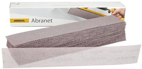 Mirka Abranet tiras lijado malla 70x420 mm grano P400 50 piezas | Tiras de lijado malla con cierre adhesivo para madera masilla barniz plástico 50 piezas grano P400