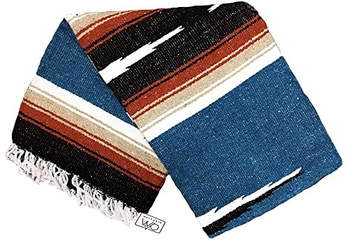 Open Road Goods Mexican Diamond Blanket - XL Heavyweight Yoga Blanket – Handmade in Mexico - Thick Boho Serape Saltillo Style Throw for Beach, Picnic, Home, Camping and More! (Harvest Moon)