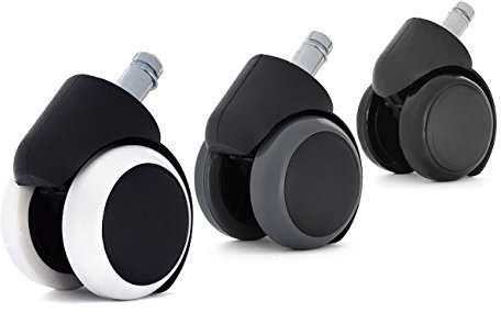 MY SIT Ruote per Sedie da Ufficio per Poltrona di Ufficio Rotelle Ufficio Sedia Diametro Routa 5 cm Diametro del perno 11 mm Set di 5 per pavimenti duri in Nero/Bianco