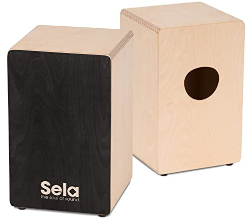 Sela SE 118 Primera Black - Cajon für Einsteiger und Fortgeschrittene - inkl. Sela Snare System, 12 mm Birkenkorpus, spielfertig aufgebaut, Made in Germany