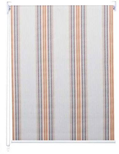 Rollo HWC-D52, Fensterrollo Seitenzugrollo Jalousie, 110x230cm Sonnenschutz Verdunkelung Blickdicht - grau/braun/orange