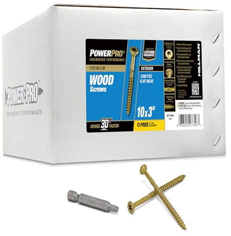 Power Pro Premium Exterior Wood Screws, #10 x 3 Inch All-Purpose Deck Screws for Outdoor Projects, T-25 Star Bit Included, Bronze, 1200 Pieces | 967780V4