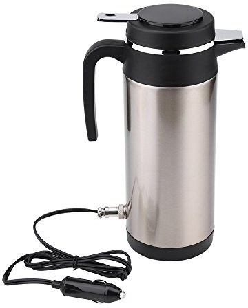 Travel Kettle, 1200ML12V Stainless Steel Car Electric Kettle Portable Kettle Camping Caravan Boiling Water Socket Tea Coffee Powered by Cigarette Lighter Charger Base Fast Boiling for Tea Coffee