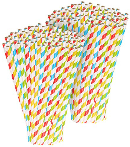 PEARL Getränkestrohhalm: 200 Retro Papier-Trinkhalme in 4 Farben, gestreift, (Straw, Straws Drink, Gadget)