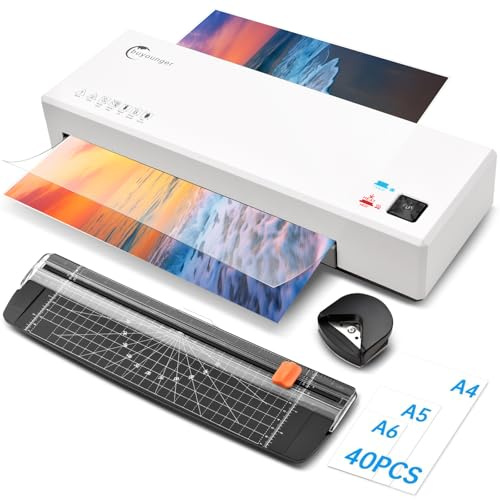 Buyounger Laminator Machine with 40 Laminating Sheets, A4 Laminator Thermal and Cold with Paper Trimmer & Corner Rounder, 9-Inch Laminating Machine for Home School Office
