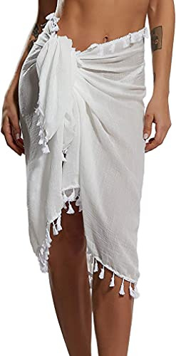 YULOONG Gonne a Portafoglio da Spiaggia da Donna Grembiule Corto con Frange Sarong Copricostume da Bagno in Chiffon Copricostume da Bikini Sexy